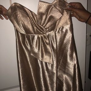 Gold BCBG short strapless dress